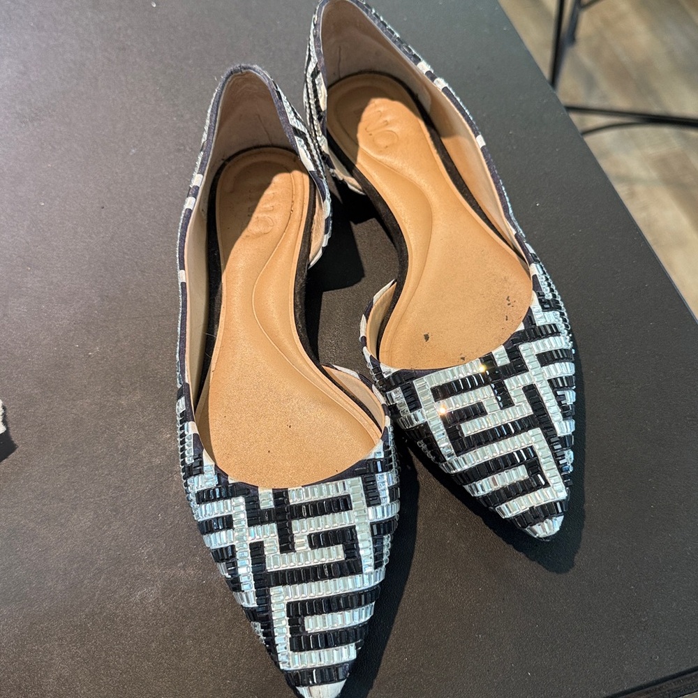 INC International Concepts Geometric Black and Silver Flats